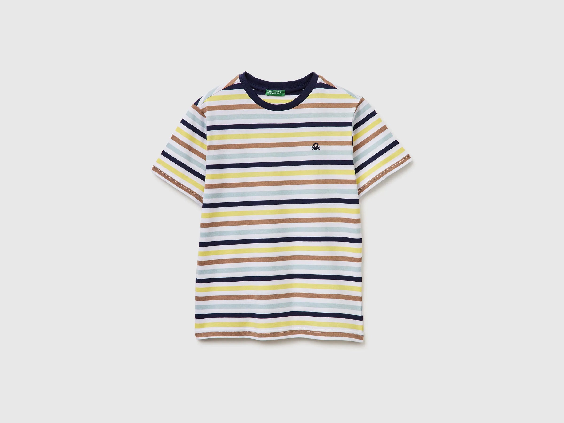 Benetton Yellow Boys Striped T-Shirt SKU: 39IAC10S8_905 Image 01