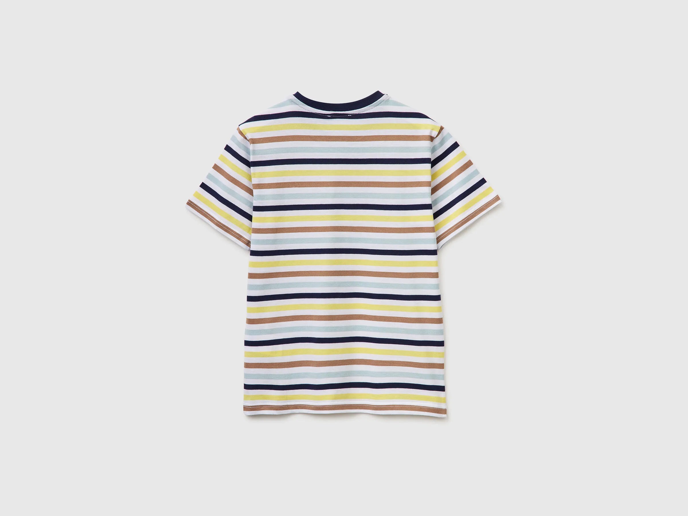 Benetton Yellow Boys Striped T-Shirt SKU: 39IAC10S8_905 Image 02