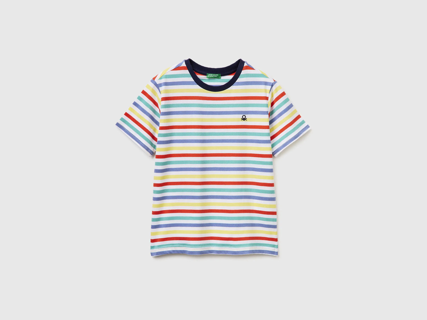 Benetton Sky Blue Boys Striped T-Shirt SKU: 39IAC10S8_906 Image 01