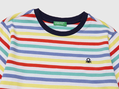 Benetton Sky Blue Boys Striped T-Shirt SKU: 39IAC10S8_906 Image 03