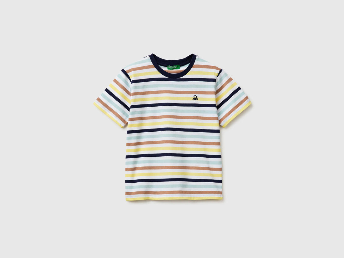 Benetton Yellow Boys Striped Short-Sleeved T-Shirt SKU: 39IAG10LL_905 Image 01