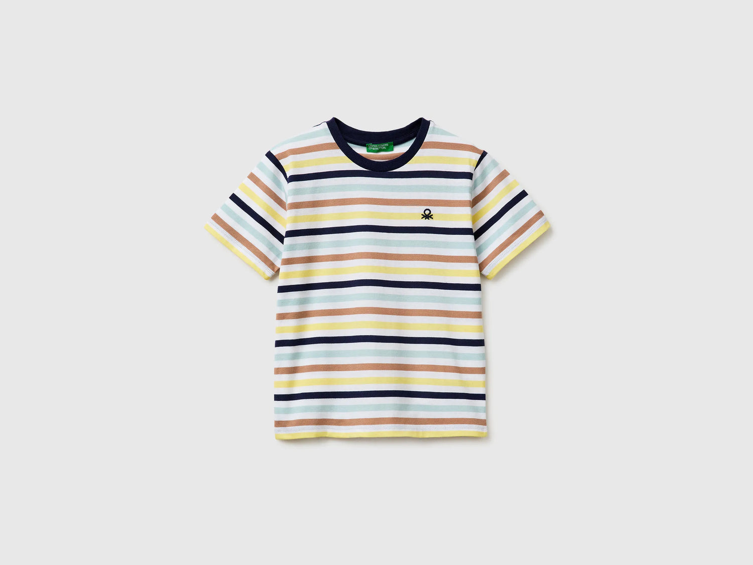 Benetton Yellow Boys Striped Short-Sleeved T-Shirt SKU: 39IAG10LL_905 Image 01
