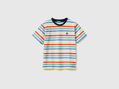 Benetton Air Force Blue Boys Striped Short-Sleeved T-Shirt SKU: 39IAG10LL_906 Image 01