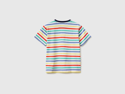 Benetton Air Force Blue Boys Striped Short-Sleeved T-Shirt SKU: 39IAG10LL_906 Image 02