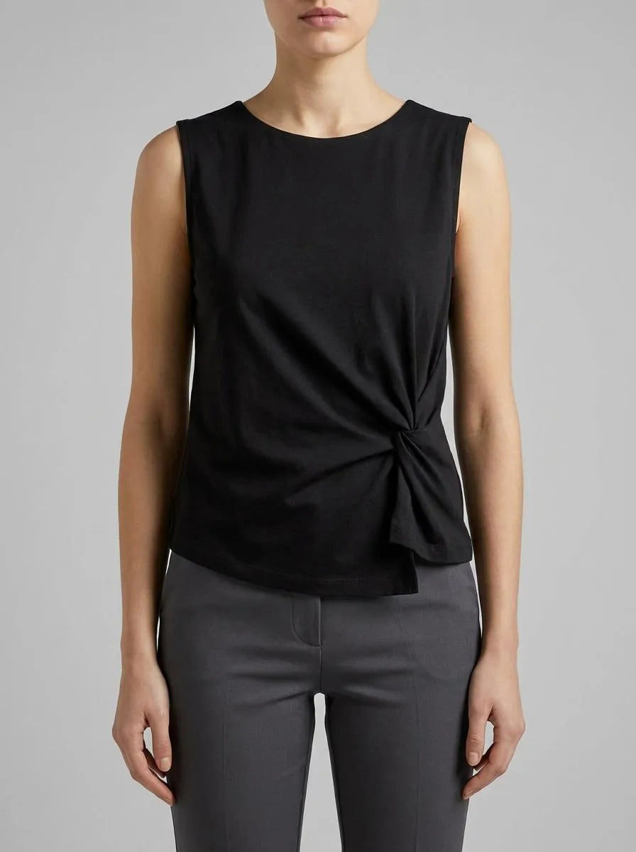 Benetton Black Women Top with Knot SKU: 39JSDH01G_100 Image 00