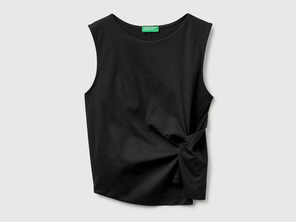 Benetton Black Women Top with Knot SKU: 39JSDH01G_100 Image 01