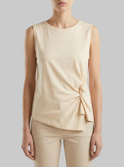Benetton Creamy White Women Top with Knot SKU: 39JSDH01G_25E Image 00