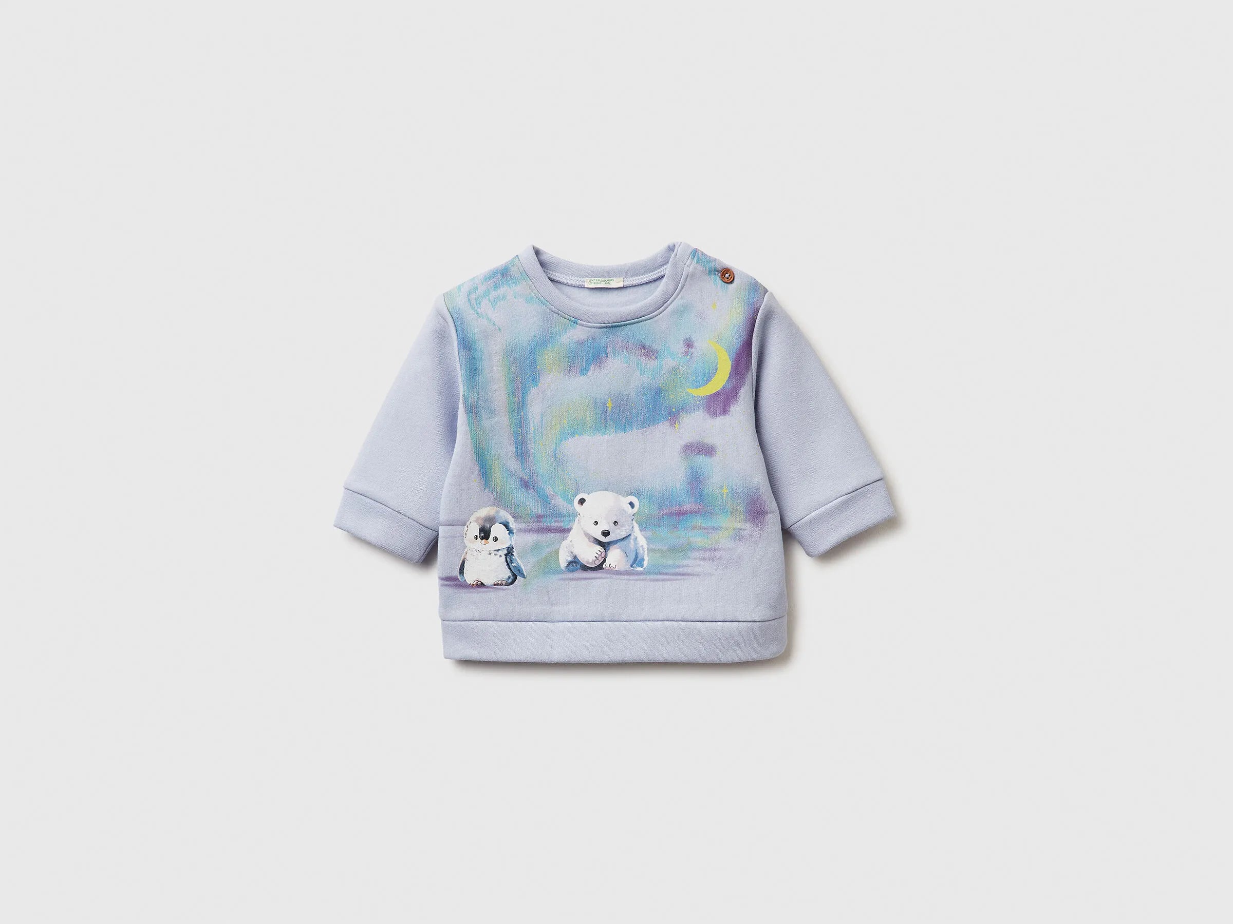 Benetton_Sky Blue_Hoodie with Print in Cotton Blend_39M2A106Q_081_01