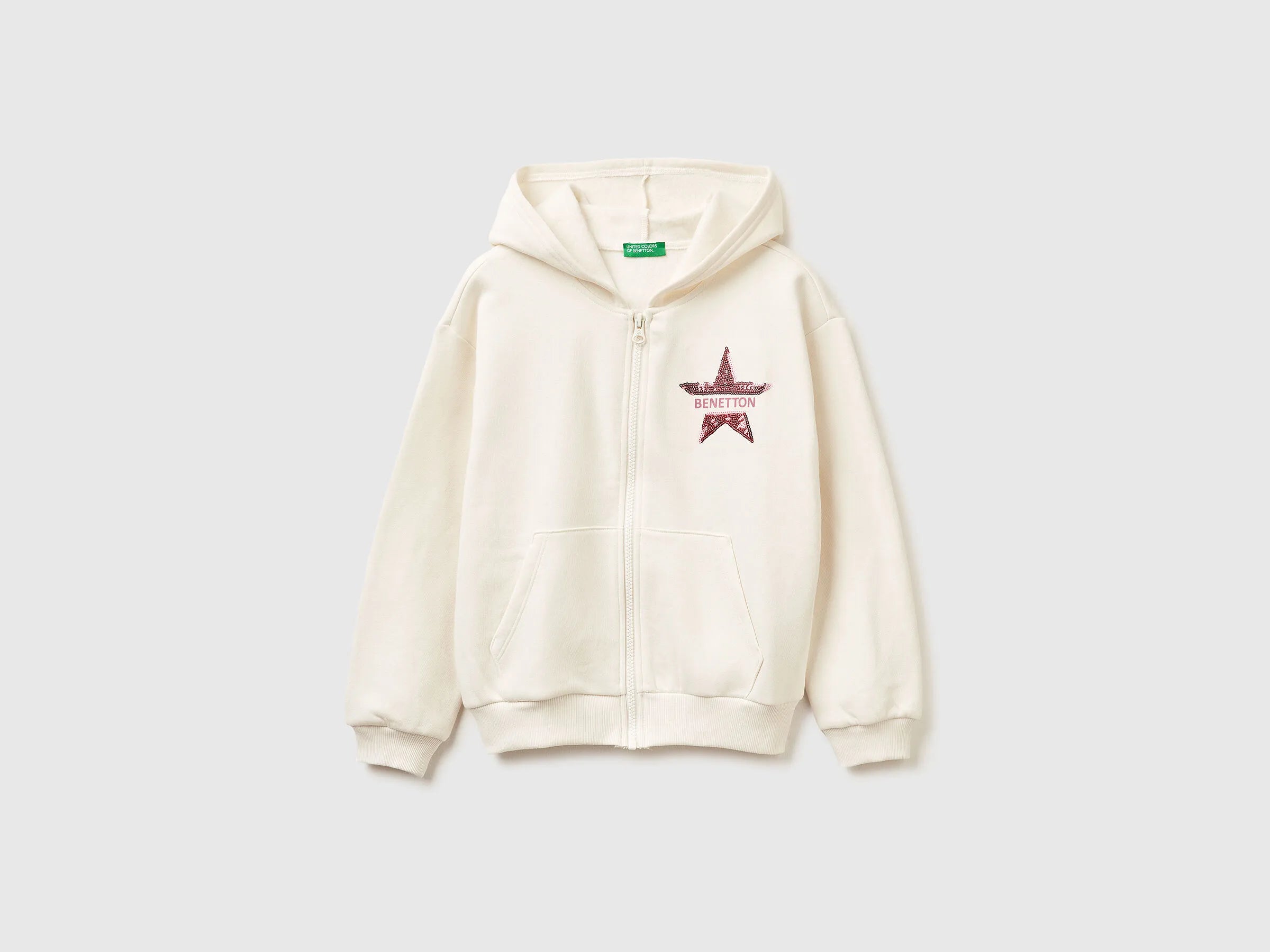 Benetton_Creamy White_Sweatshirt with Zip and Sequins_39M2C505O_0R2_01