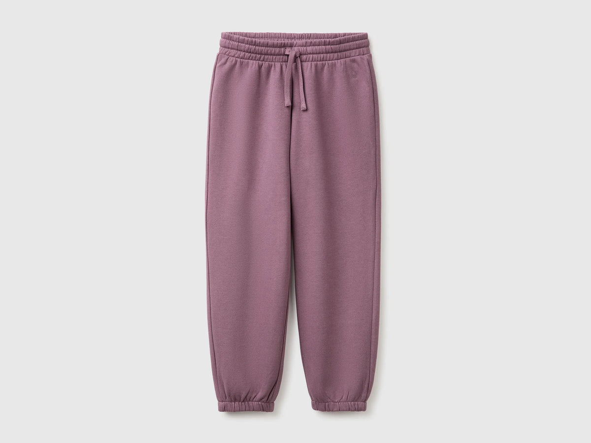 Benetton Plum Girls Fleece Joggers with Drawstring SKU: 39M2CF05I_048 Image 01