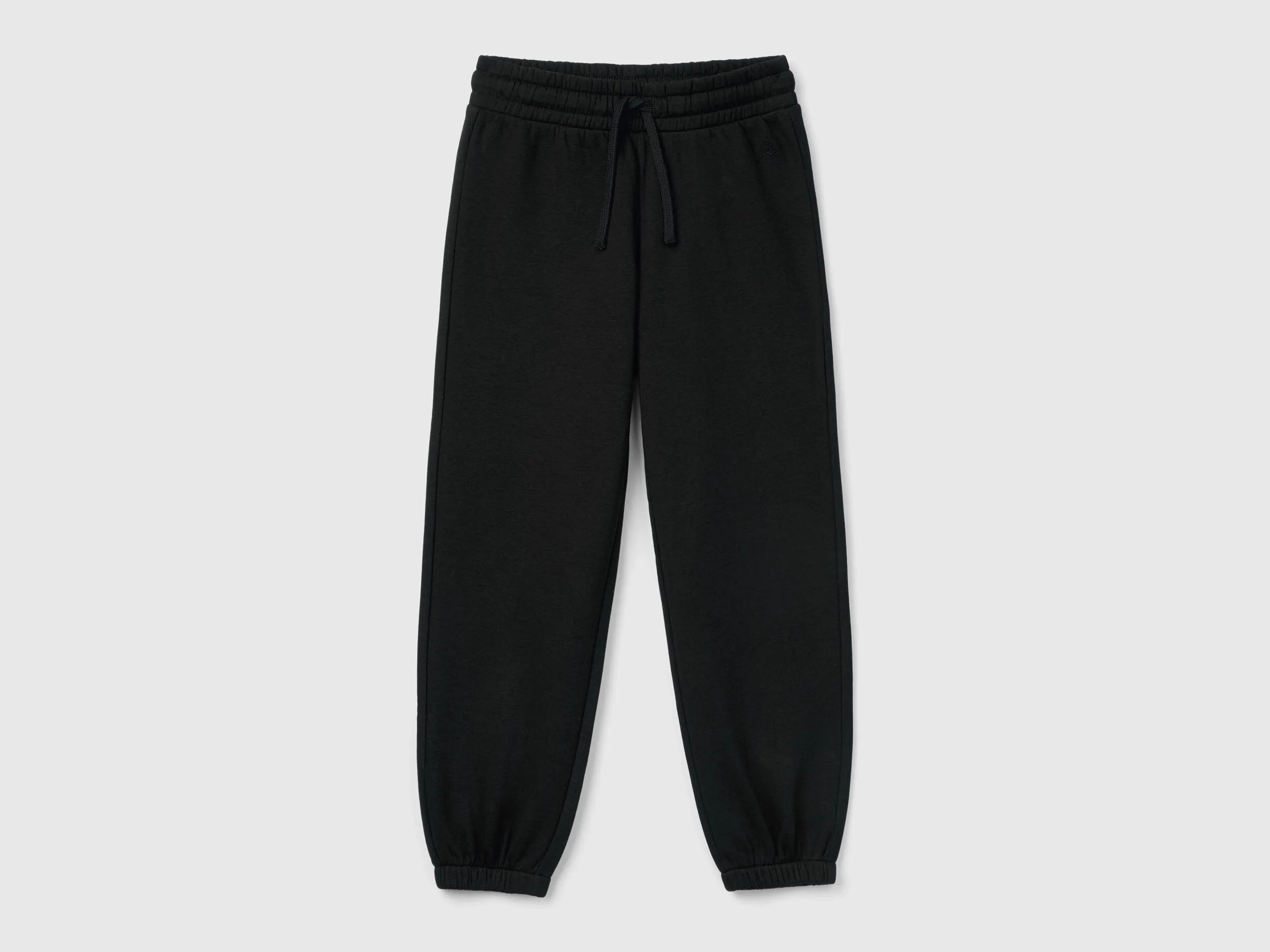 Benetton_Black_Sweat Joggers with Drawstring_39M2CF05I_100_01