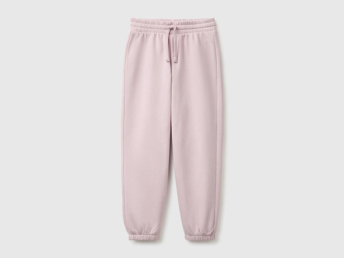 Benetton Pink Girls Fleece Joggers with Drawstring SKU: 39M2CF05I_197 Image 01
