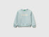 Benetton Aqua Girls Pullover Sweatshirt with Glittery Print SKU: 39M2G10KY_17H Image 01