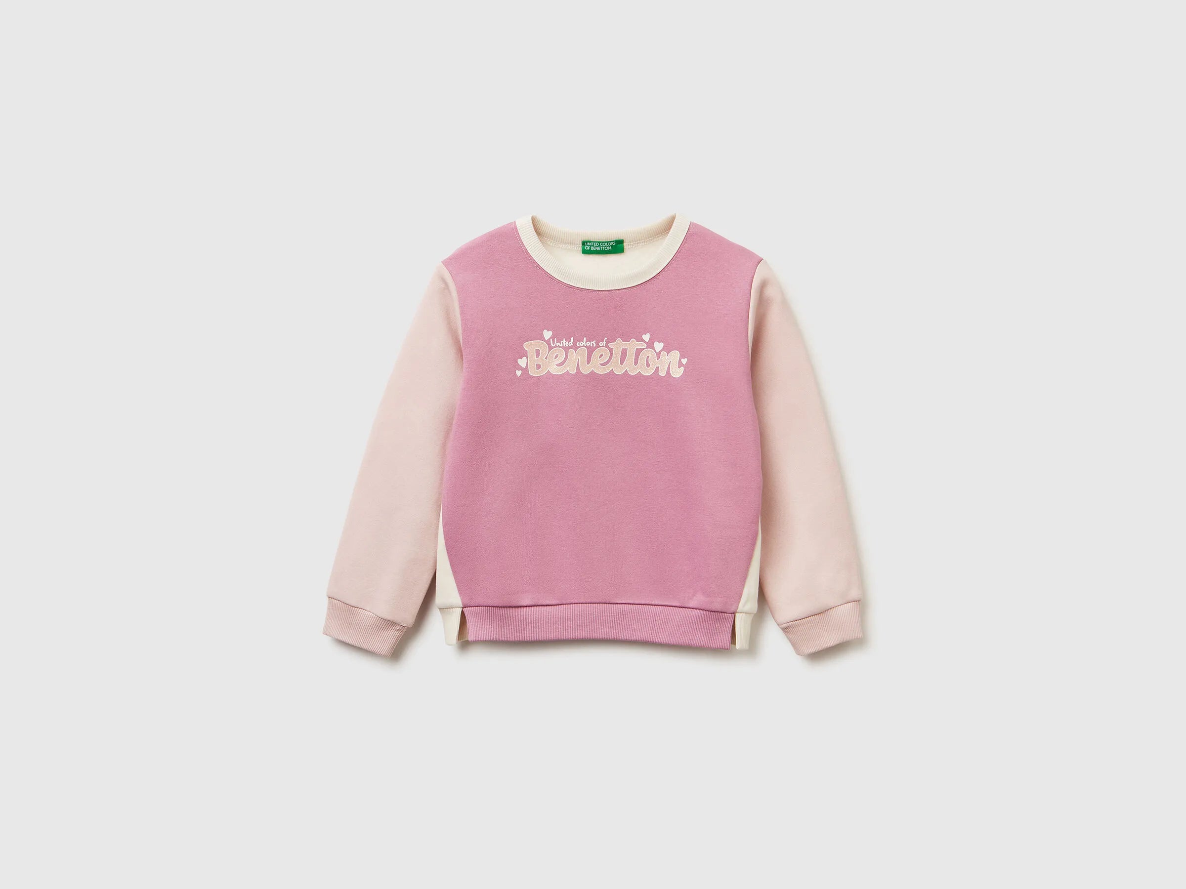 Benetton_Pink_Pullover Sweatshirt with Glittery Print_39M2G10KY_901_01