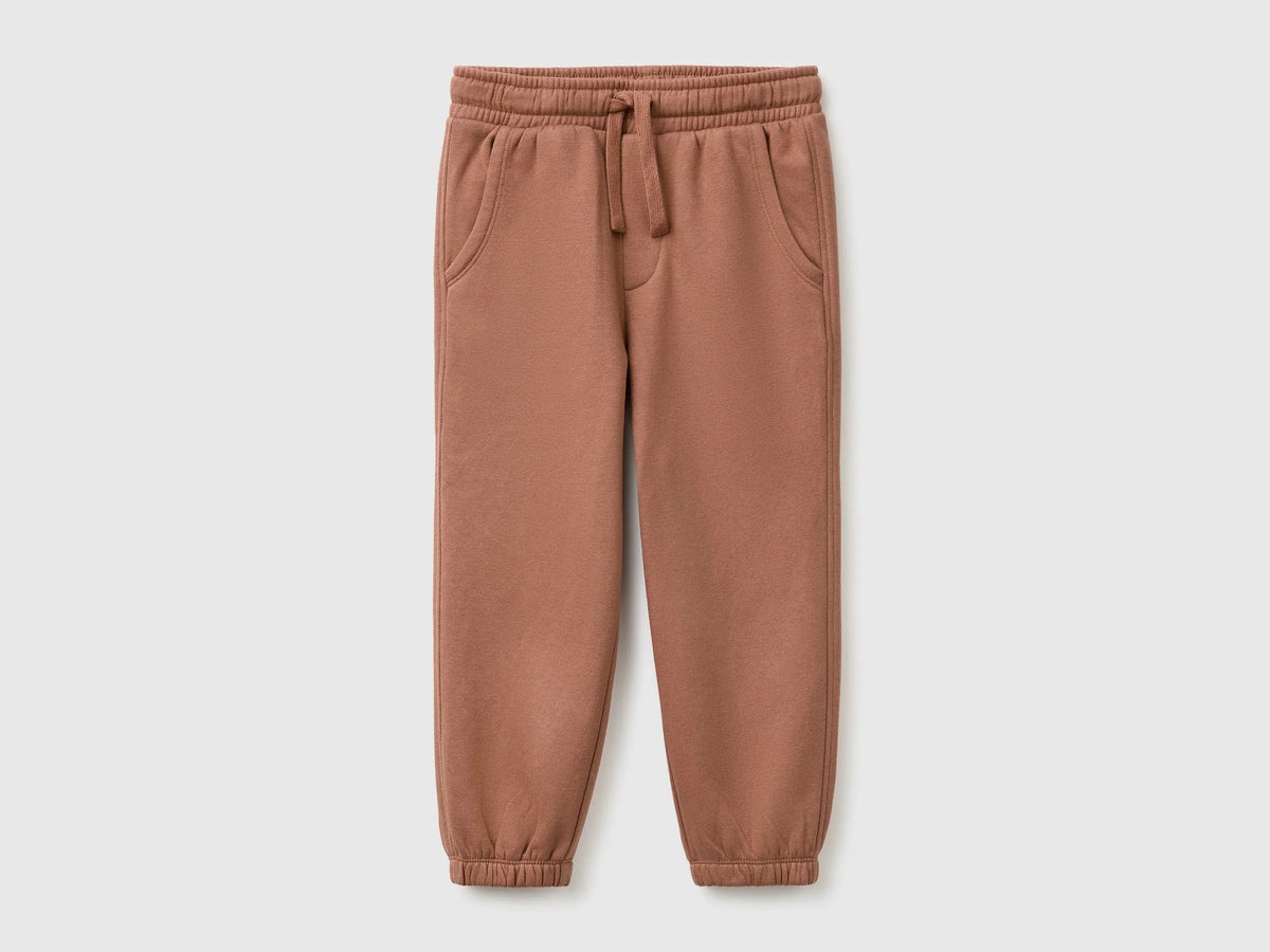 Benetton Brown Boys Joggers in Warm Fleece SKU: 39M2GF05O_0U3 Image 01