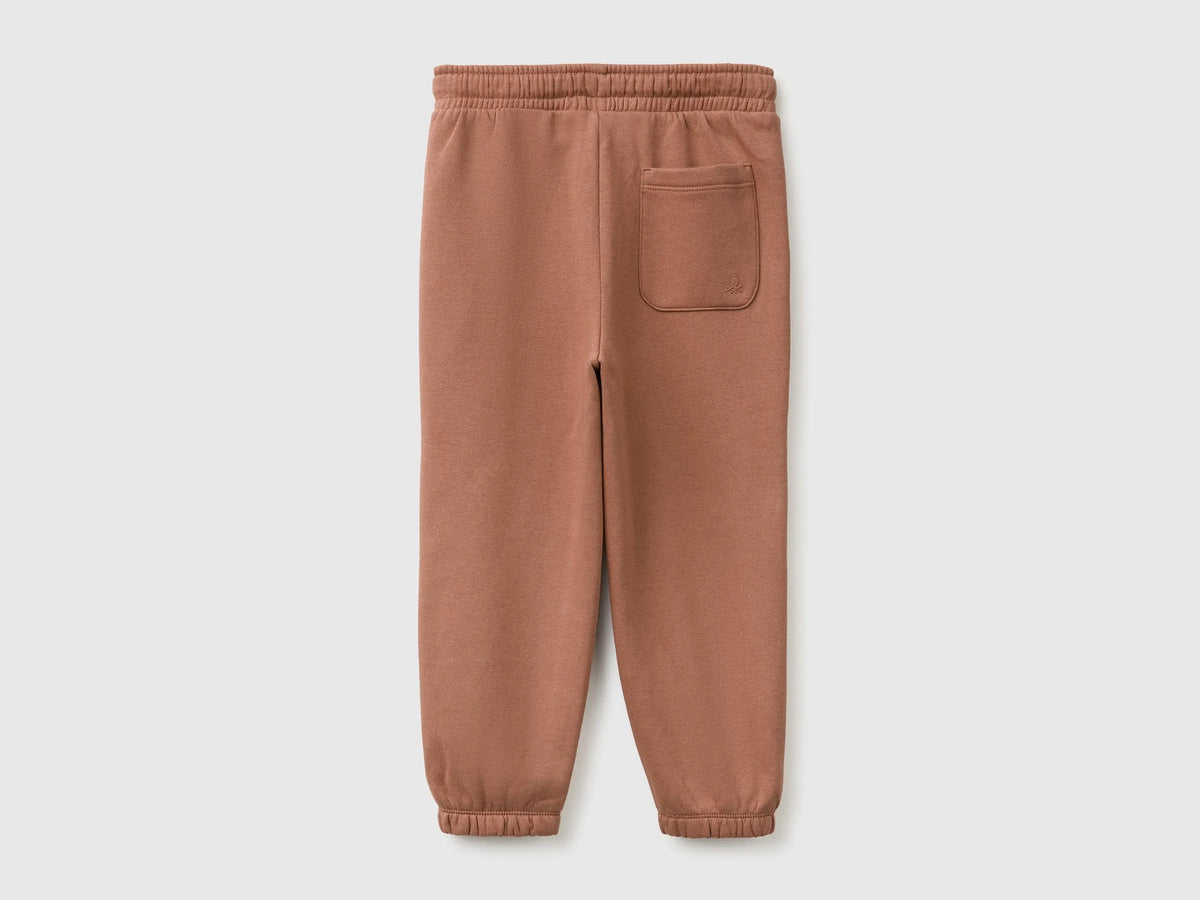 Benetton Brown Boys Joggers in Warm Fleece SKU: 39M2GF05O_0U3 Image 02