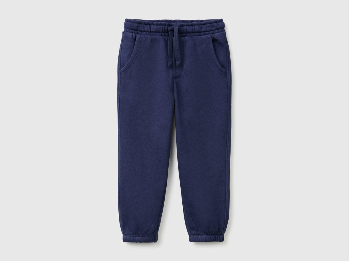 Benetton Dark Blue Boys Joggers in Warm Fleece SKU: 39M2GF05O_252 Image 01