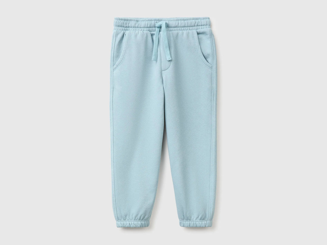 Benetton Light Blue Boys Joggers in Warm Fleece SKU: 39M2GF05O_3E4 Image 01