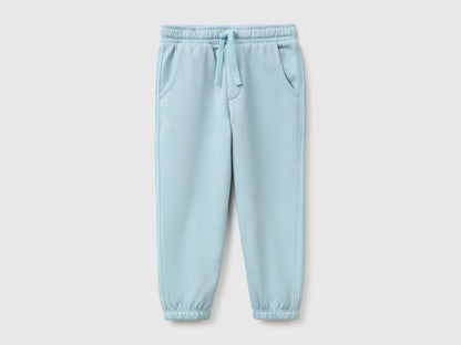 Benetton Light Blue Boys Joggers in Warm Fleece SKU: 39M2GF05O_3E4 Image 01