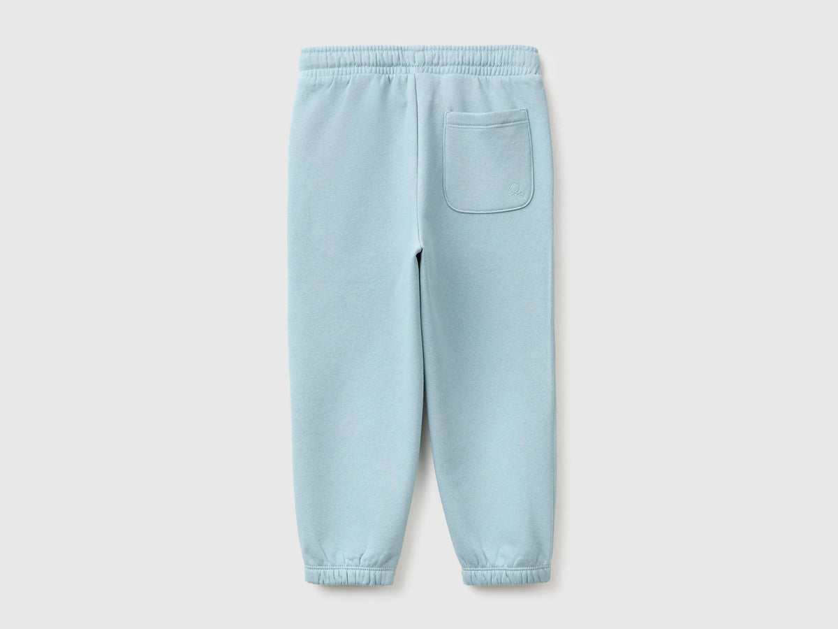 Benetton Light Blue Boys Joggers in Warm Fleece SKU: 39M2GF05O_3E4 Image 02