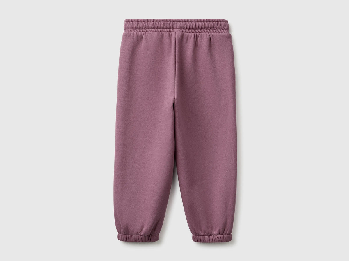 Benetton Plum Girls Joggers in Warm Fleece SKU: 39M2GF05P_048 Image 02