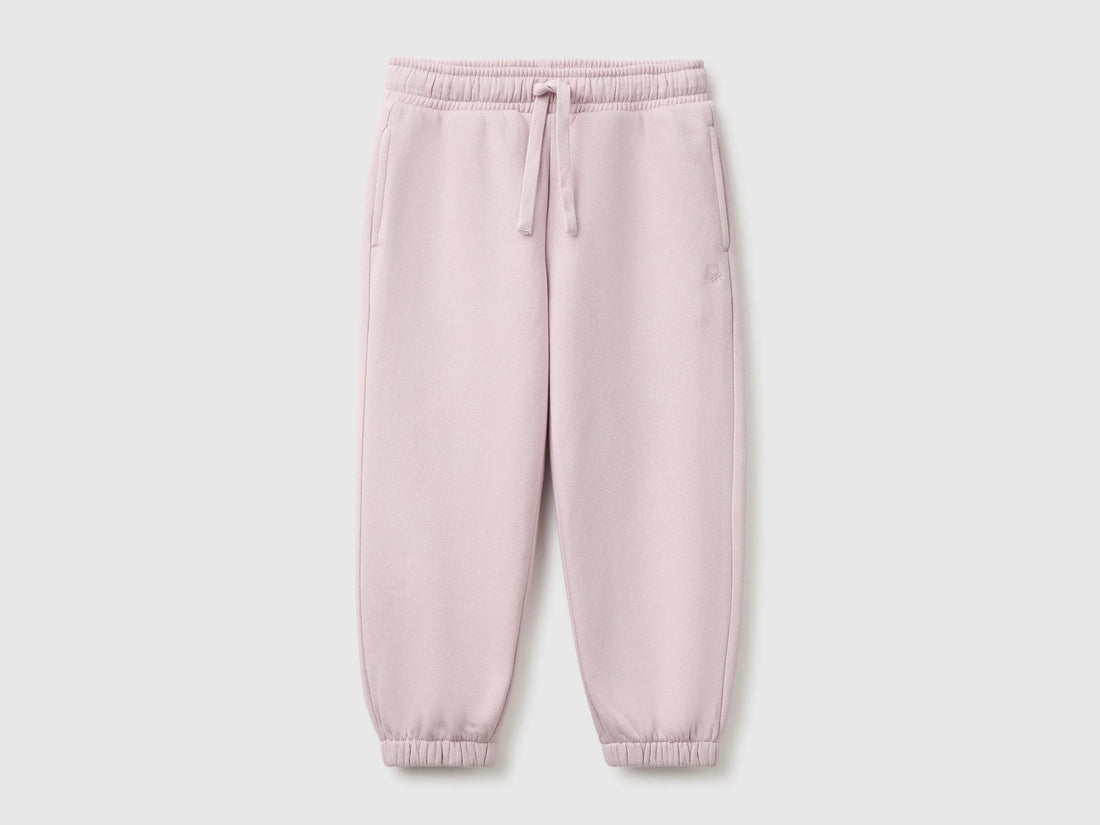 Benetton Pink Girls Joggers in Warm Fleece SKU: 39M2GF05P_197 Image 01