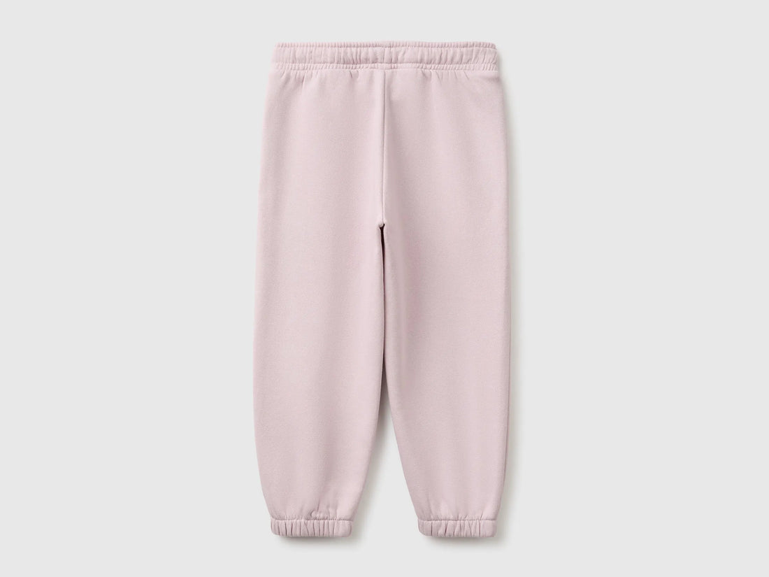 Benetton Pink Girls Joggers in Warm Fleece SKU: 39M2GF05P_197 Image 02