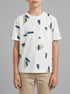 Benetton White Boys Printed Linen Blend T-Shirt SKU: 39TPG10MT_67R Image 00