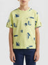 Benetton Lime Boys Printed Linen Blend T-Shirt SKU: 39TPG10MT_67T Image 00