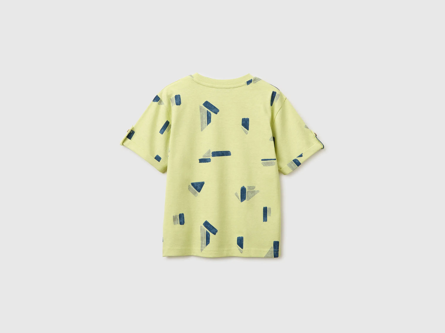 Benetton Lime Boys Printed Linen Blend T-Shirt SKU: 39TPG10MT_67T Image 02