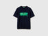 Benetton Dark Blue Men Cotton T-Shirt with Logo SKU: 39VFU1096_902 Image 01