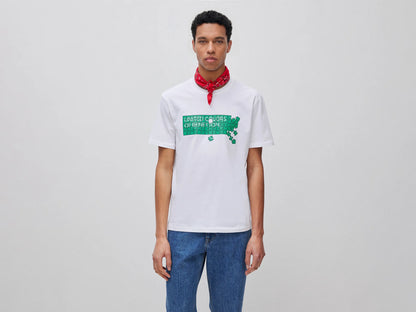 Benetton White Men Cotton T-Shirt with Logo SKU: 39VFU1096_903 Image 01