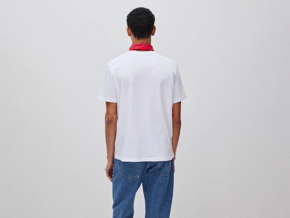 Benetton White Men Cotton T-Shirt with Logo SKU: 39VFU1096_903 Image 02