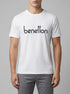 Benetton White Men Cotton T-Shirt with Logo SKU: 39VFU1096_906 Image 00