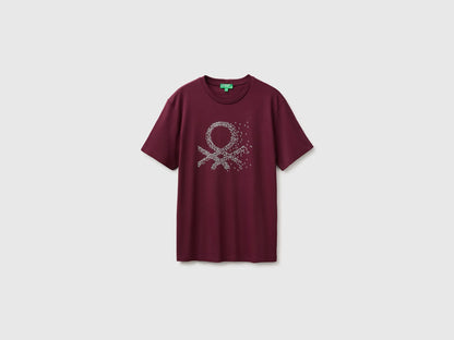 Benetton Burgundy Men Regular Fit T-Shirt with Logo SKU: 39VFU10CP_34D Image 01