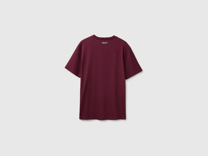 Benetton Burgundy Men Regular Fit T-Shirt with Logo SKU: 39VFU10CP_34D Image 02