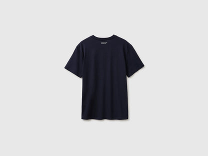 Benetton Dark Blue Men Regular Fit T-Shirt with Logo SKU: 39VFU10CP_3C1 Image 02