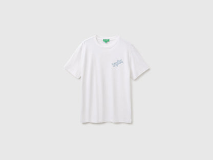 Benetton White Men Regular Fit T-Shirt with Logo SKU: 39VFU10CP_905 Image 01