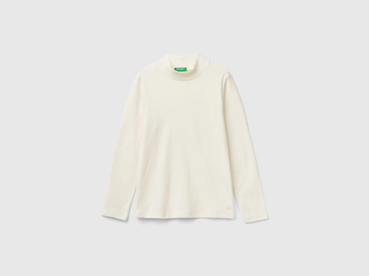 Benetton Creamy White Girls T-Shirt in Pure Organic Cotton SKU: 3AOUC201O_0R2 Image 01