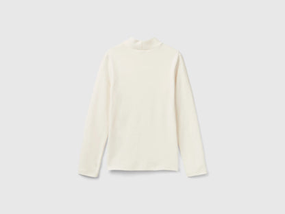 Benetton Creamy White Girls T-Shirt in Pure Organic Cotton SKU: 3AOUC201O_0R2 Image 02