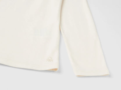 Benetton Creamy White Girls T-Shirt in Pure Organic Cotton SKU: 3AOUC201O_0R2 Image 03