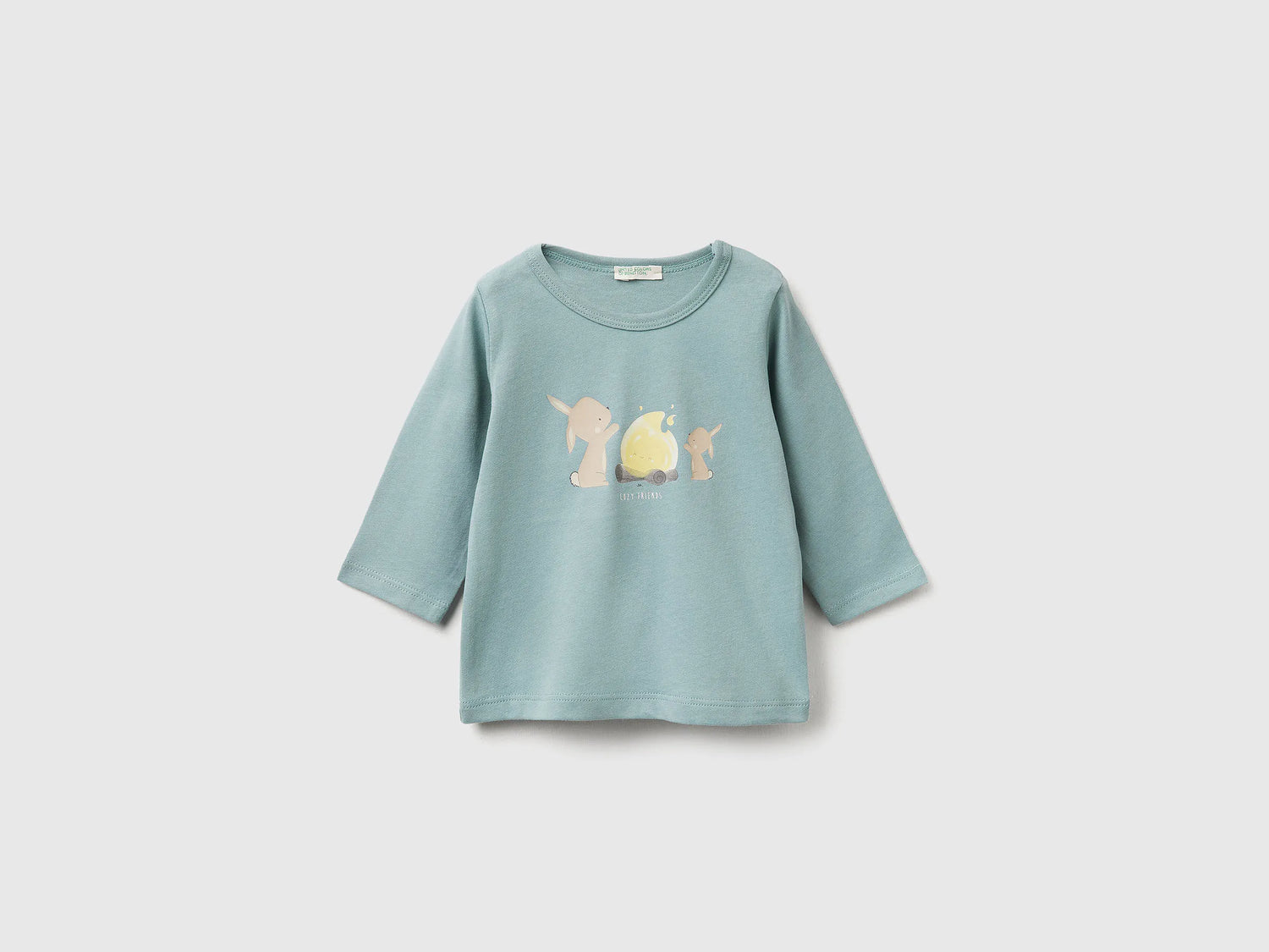 Benetton_Aqua_Cotton T-Shirt with Print_3ATNA106O_906_01