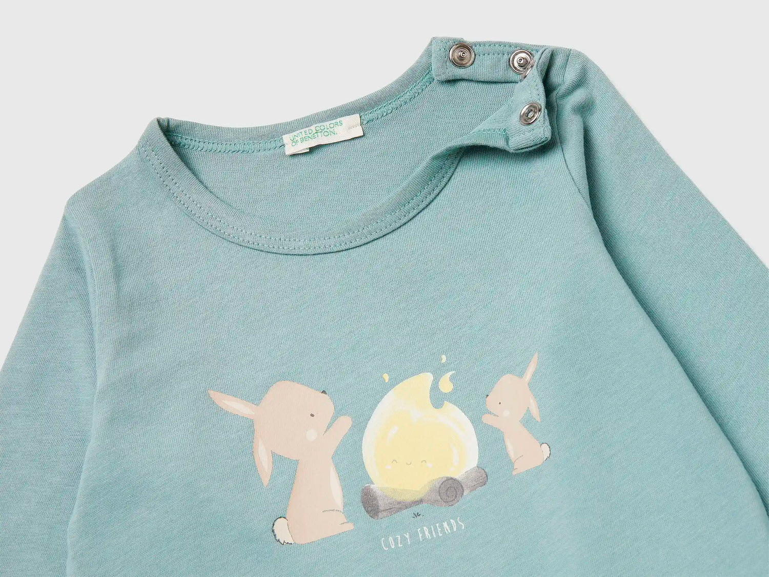 Benetton_Aqua_Cotton T-Shirt with Print_3ATNA106O_906_03