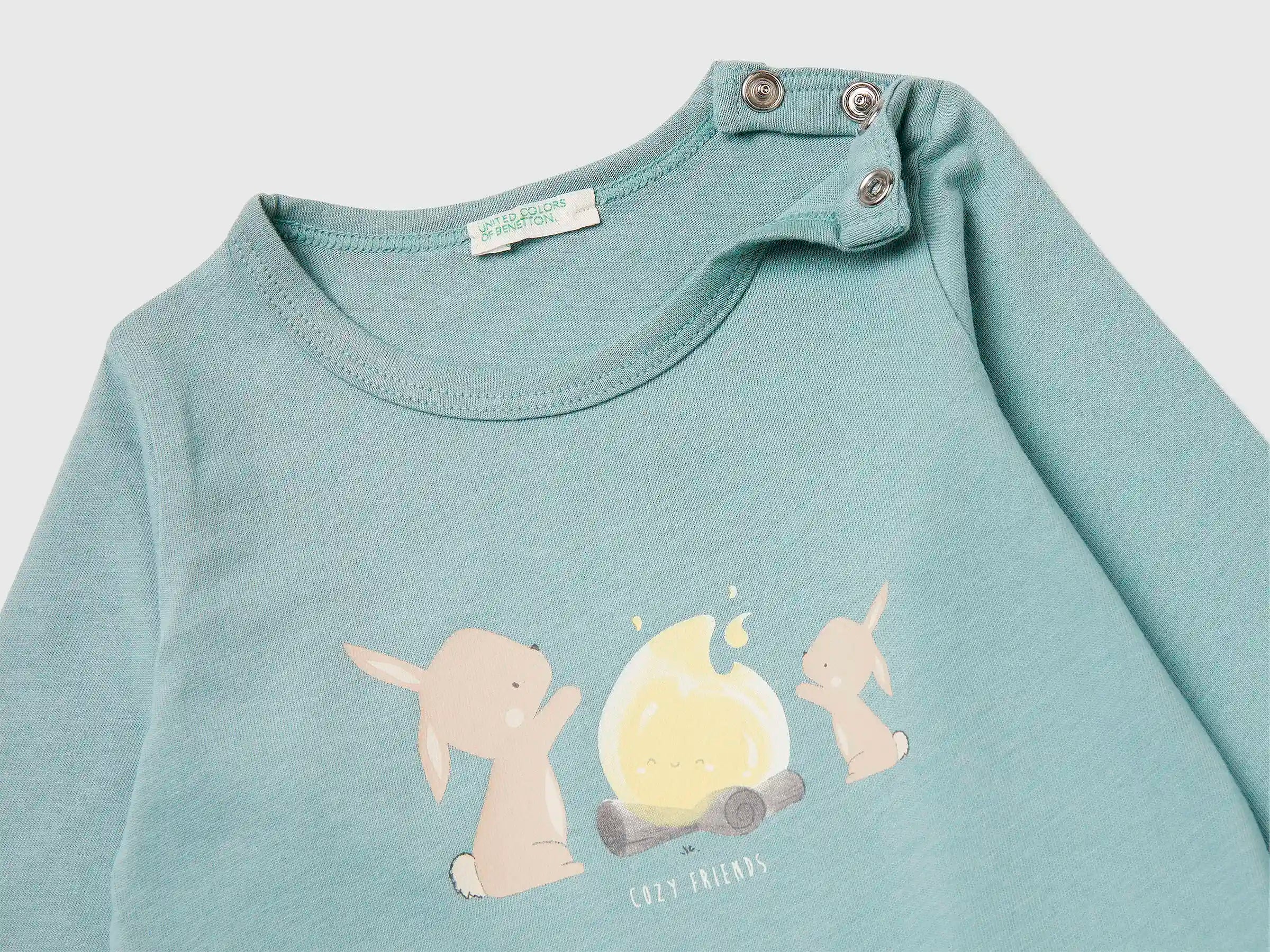 Benetton_Aqua_Cotton T-Shirt with Print_3ATNA106O_906_03