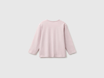 Benetton Pink Girl Organic Cotton Printed T-Shirt SKU: 3ATNA107H_197 Image 02