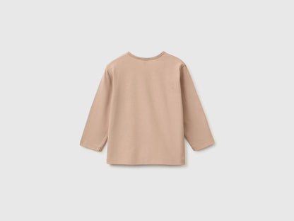 Benetton Dove Gray New Born Organic Cotton Printed T-Shirt SKU: 3ATNA107H_903 Image 02