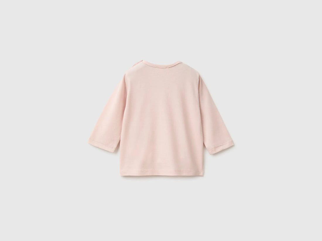 Benetton Soft Pink Girl Organic Cotton Printed T-Shirt SKU: 3ATNA107I_08Q Image 02