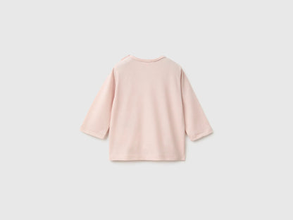 Benetton Soft Pink Girl Organic Cotton Printed T-Shirt SKU: 3ATNA107I_08Q Image 02