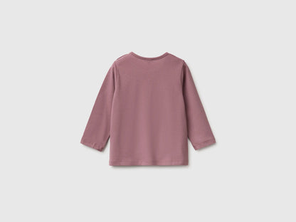 Benetton Mauve Girl Organic Cotton Printed T-Shirt SKU: 3ATNA107I_25N Image 02