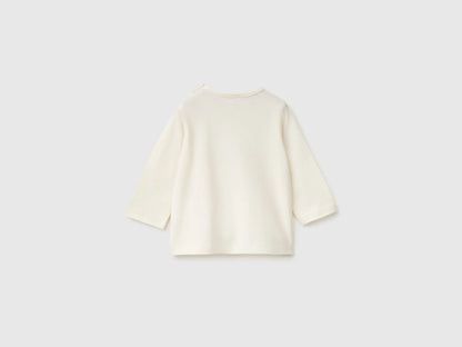 Benetton Creamy White Unisex Organic Cotton Printed T-Shirt SKU: 3ATNA107I_901 Image 02